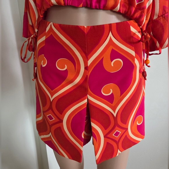 Zara Geometric Skort Set High Waisted Shorts & Crop Shirt Size Small - Picture 4 of 7